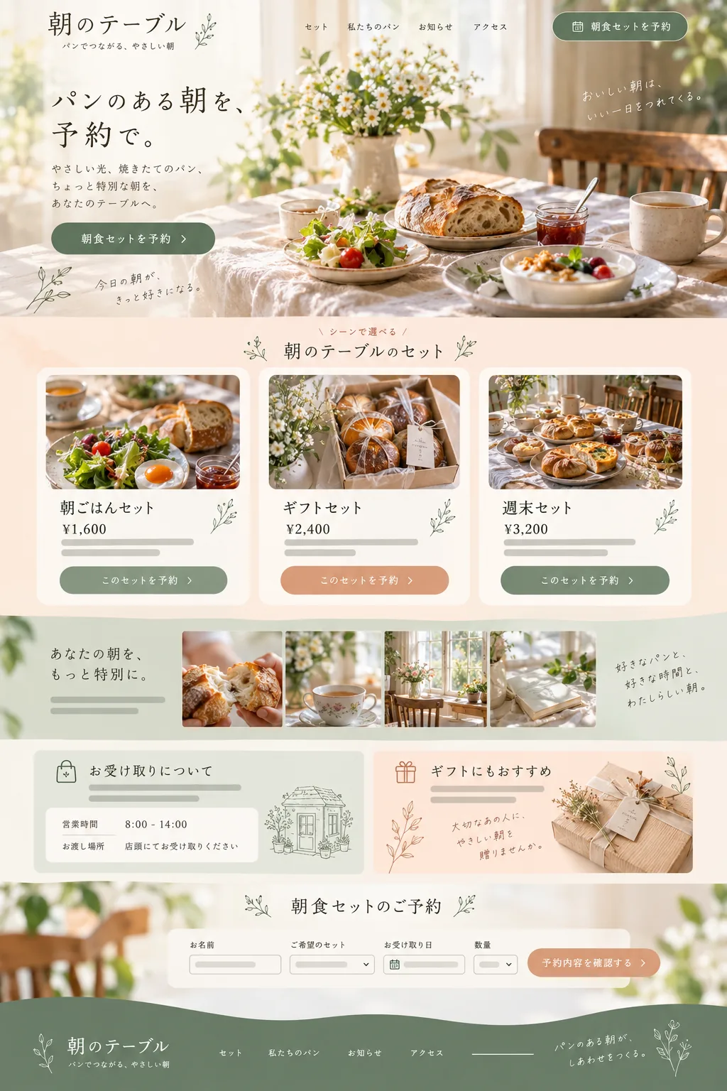 朝のテーブル — 窓辺の朝食のデザイン案