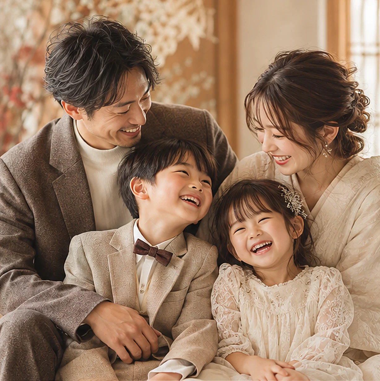 笑い合うご家族4人