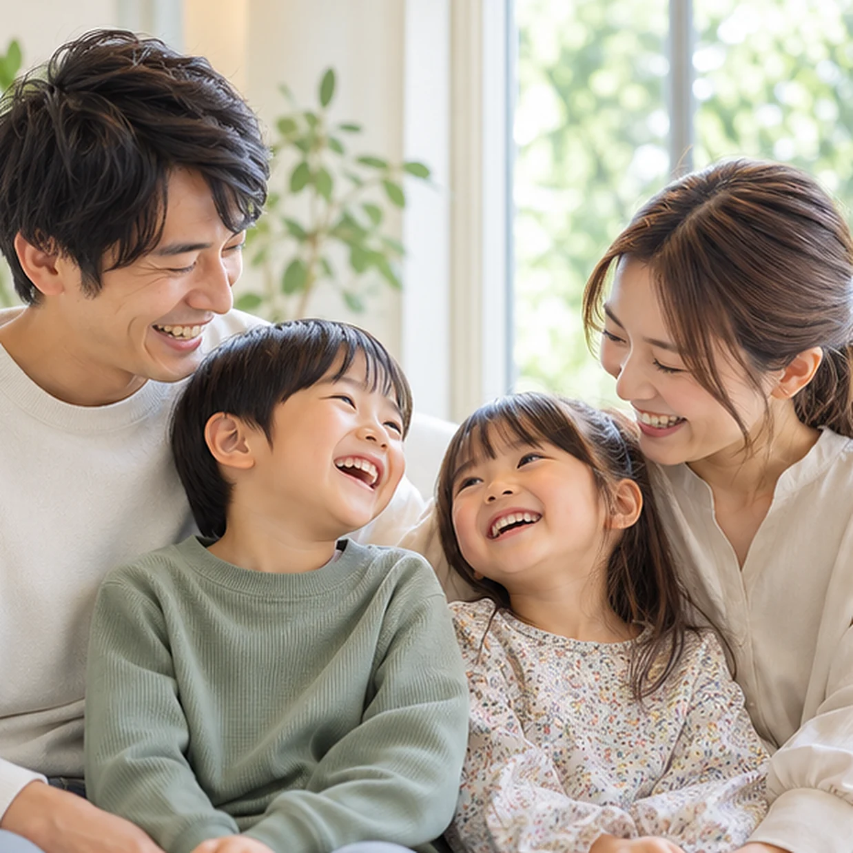 笑い合うご家族